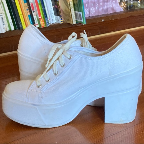 Shelly’s London Funcluo Platform Sneakers White Canvas 39 8 7.5 8.5 Shellys - Picture 7 of 16